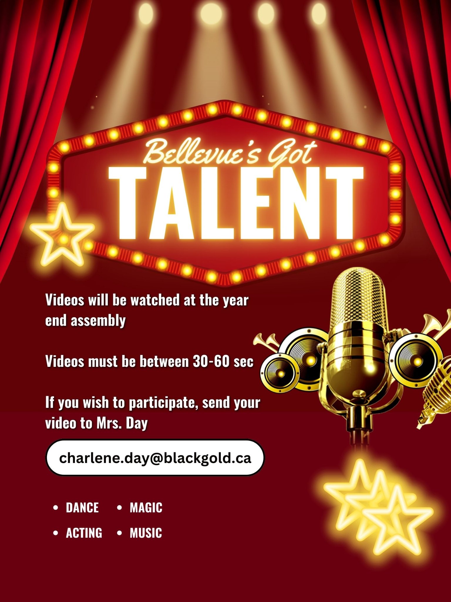 Red and Gold Bold The Talent Show Poster