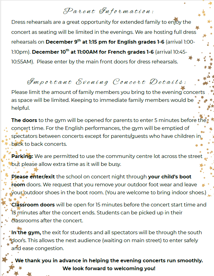 Christmas concert info